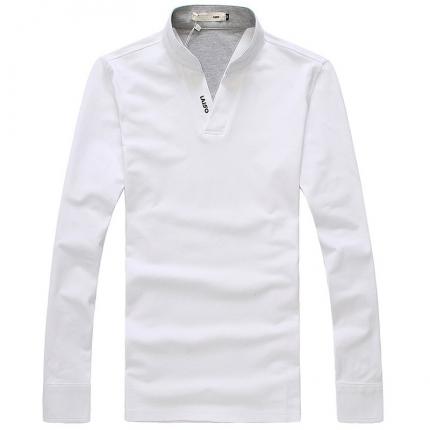 V領(lǐng)長(zhǎng)袖時(shí)尚T恤衫款式工廠制作 刺繡企業(yè)LOGO