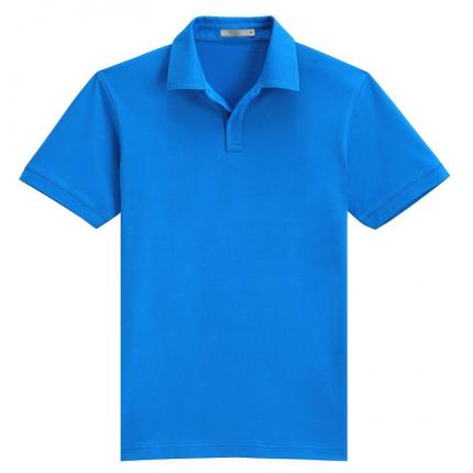 本布領(lǐng)藍(lán)色翻領(lǐng)空白商務(wù)T恤制作