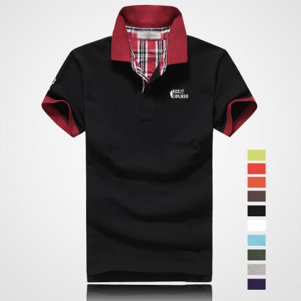 高檔黑色時(shí)尚翻領(lǐng)T恤制作