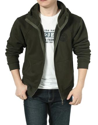 時(shí)尚軍綠色連帽開衫衛(wèi)衣